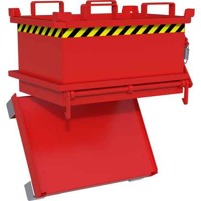 Hinged bottom skip, capacity 0.13 m³, flame red RAL 3000.