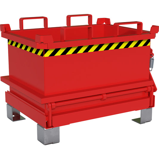 Hinged bottom skip, capacity 0.13 m³, flame red RAL 3000.