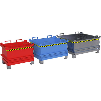 Hinged bottom skip, capacity 1.0 m³, mouse grey RAL 7005.