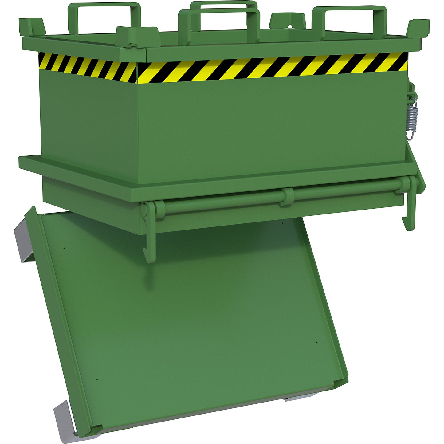 Hinged bottom skip, capacity 0.13 m³, reseda green RAL 6011.