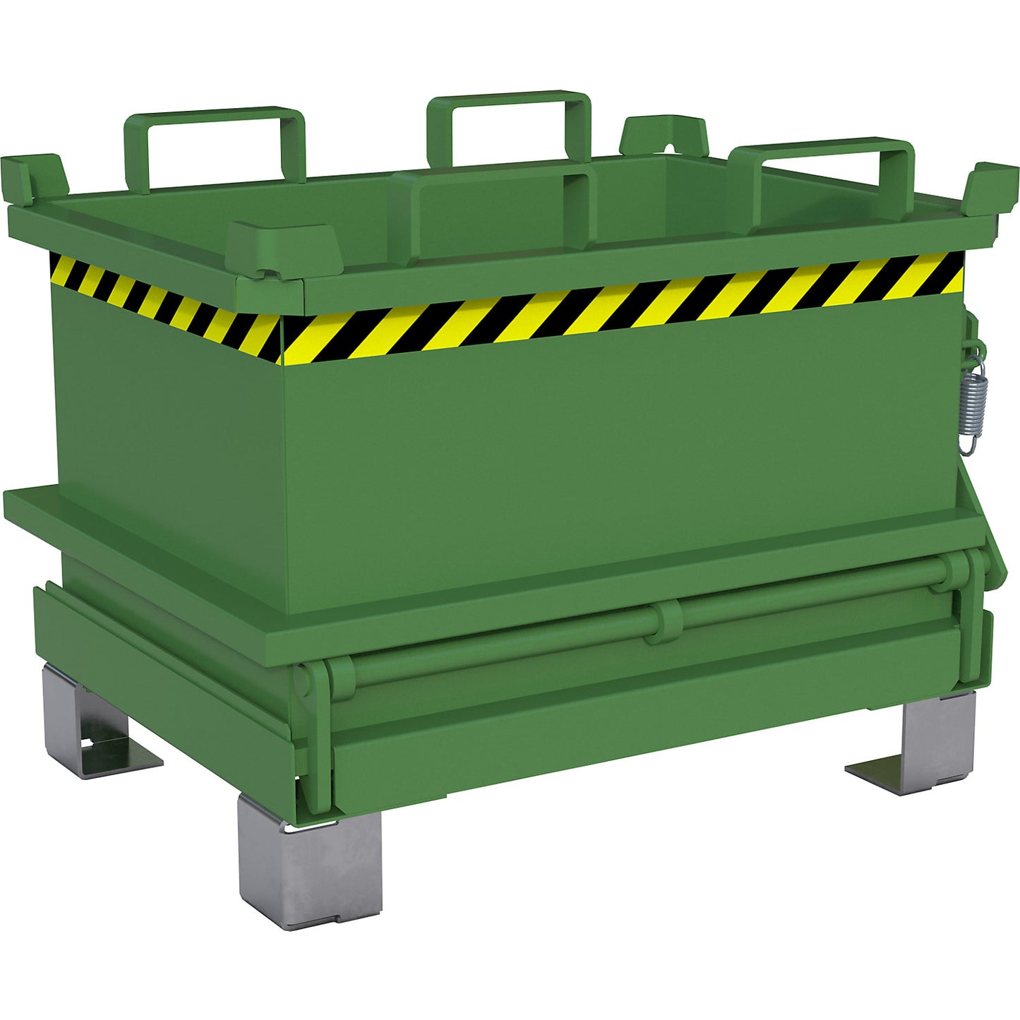 Hinged bottom skip, capacity 0.13 m³, reseda green RAL 6011.