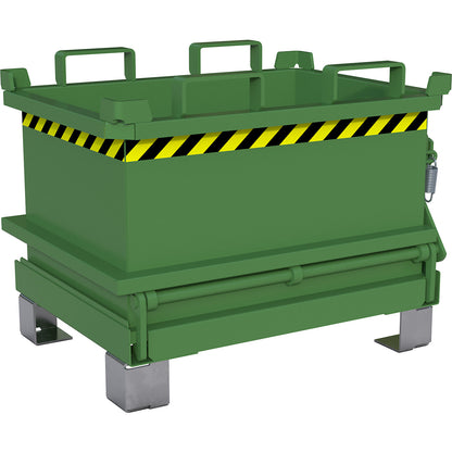 Hinged bottom skip, capacity 0.13 m³, reseda green RAL 6011.
