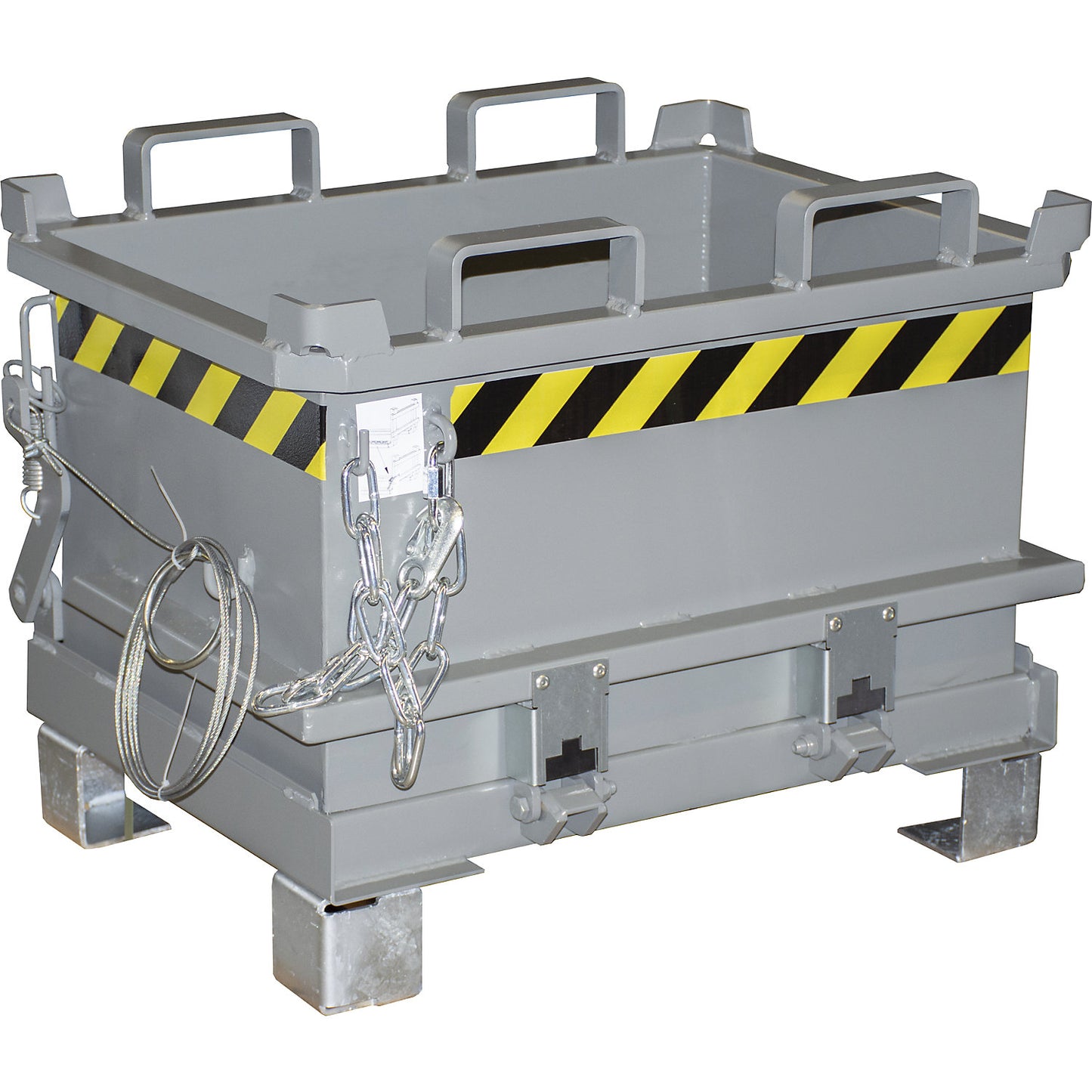 Hinged bottom skip, capacity 0.13 m³, mouse grey RAL 7005.