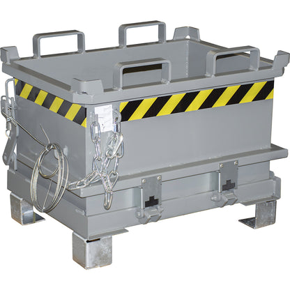 Hinged bottom skip, capacity 0.13 m³, mouse grey RAL 7005.