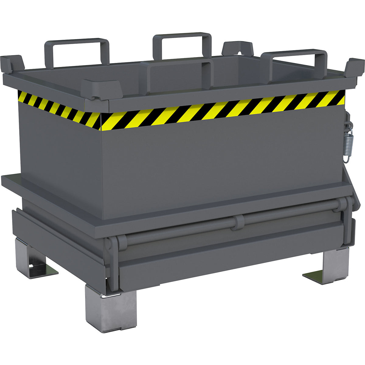 Hinged bottom skip, capacity 0.13 m³, mouse grey RAL 7005.