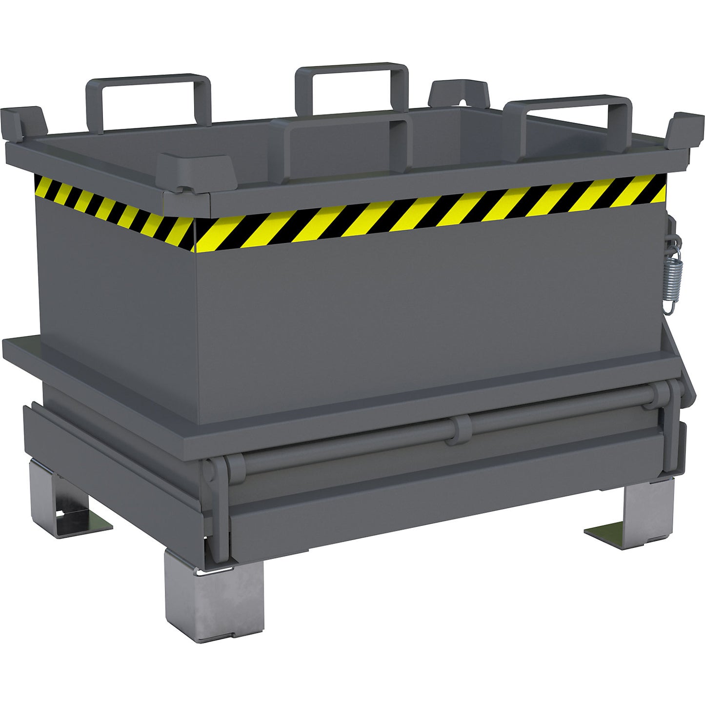 Hinged bottom skip, capacity 0.13 m³, mouse grey RAL 7005.