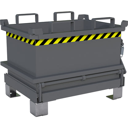 Hinged bottom skip, capacity 0.13 m³, mouse grey RAL 7005.