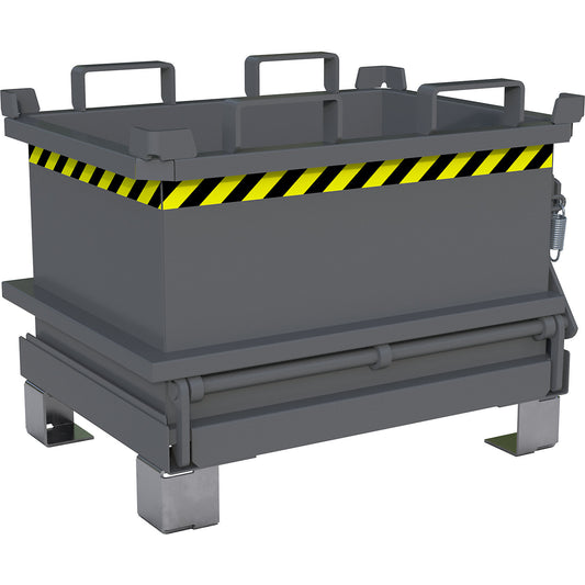 Hinged bottom skip, capacity 0.13 m³, mouse grey RAL 7005.