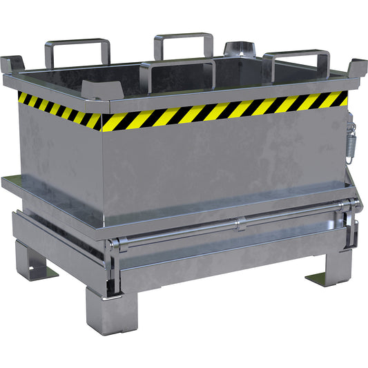Hinged bottom skip, capacity 0.13 m³, hot dip galvanised.