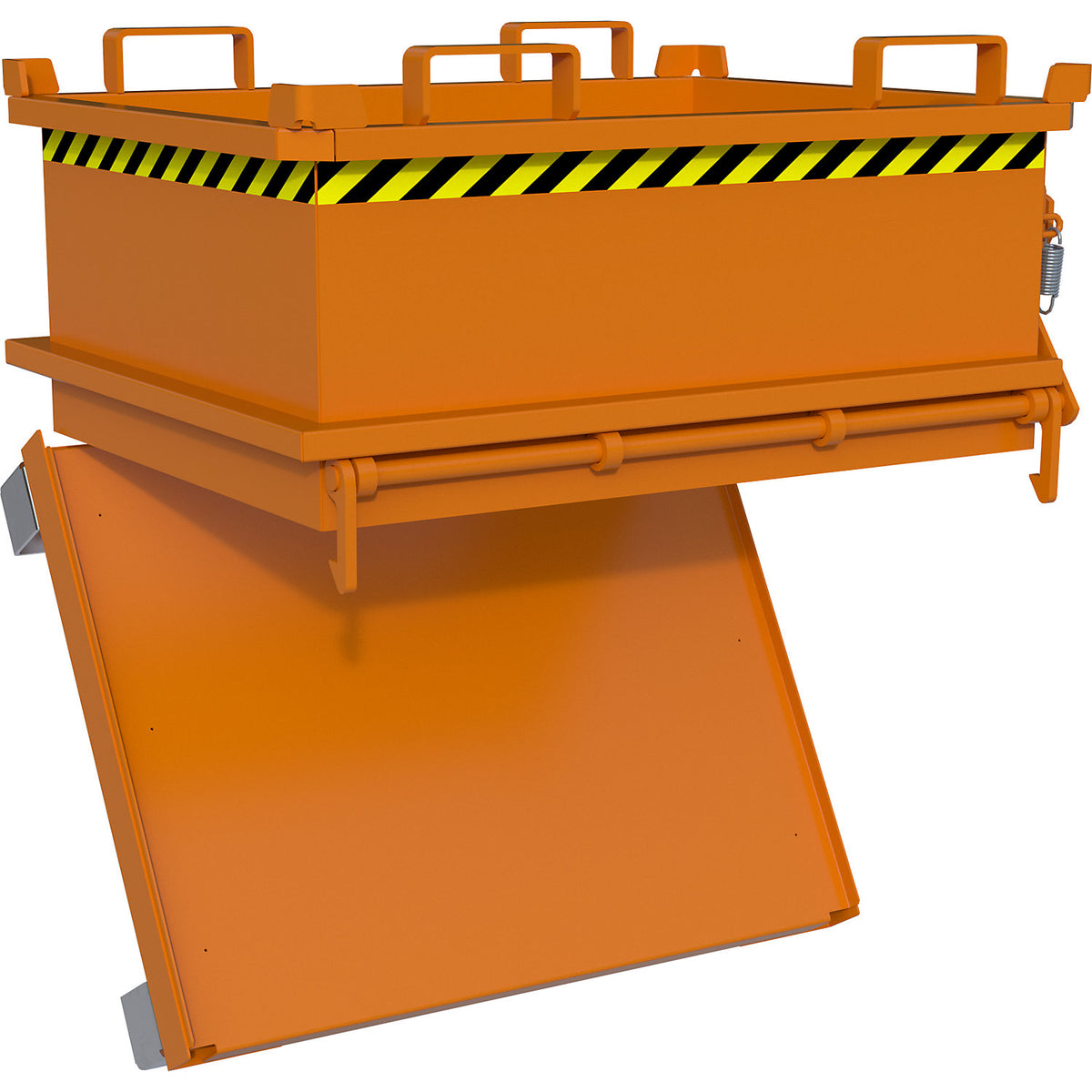 Hinged bottom skip, capacity 0.24 m³, yellow orange RAL 2000.