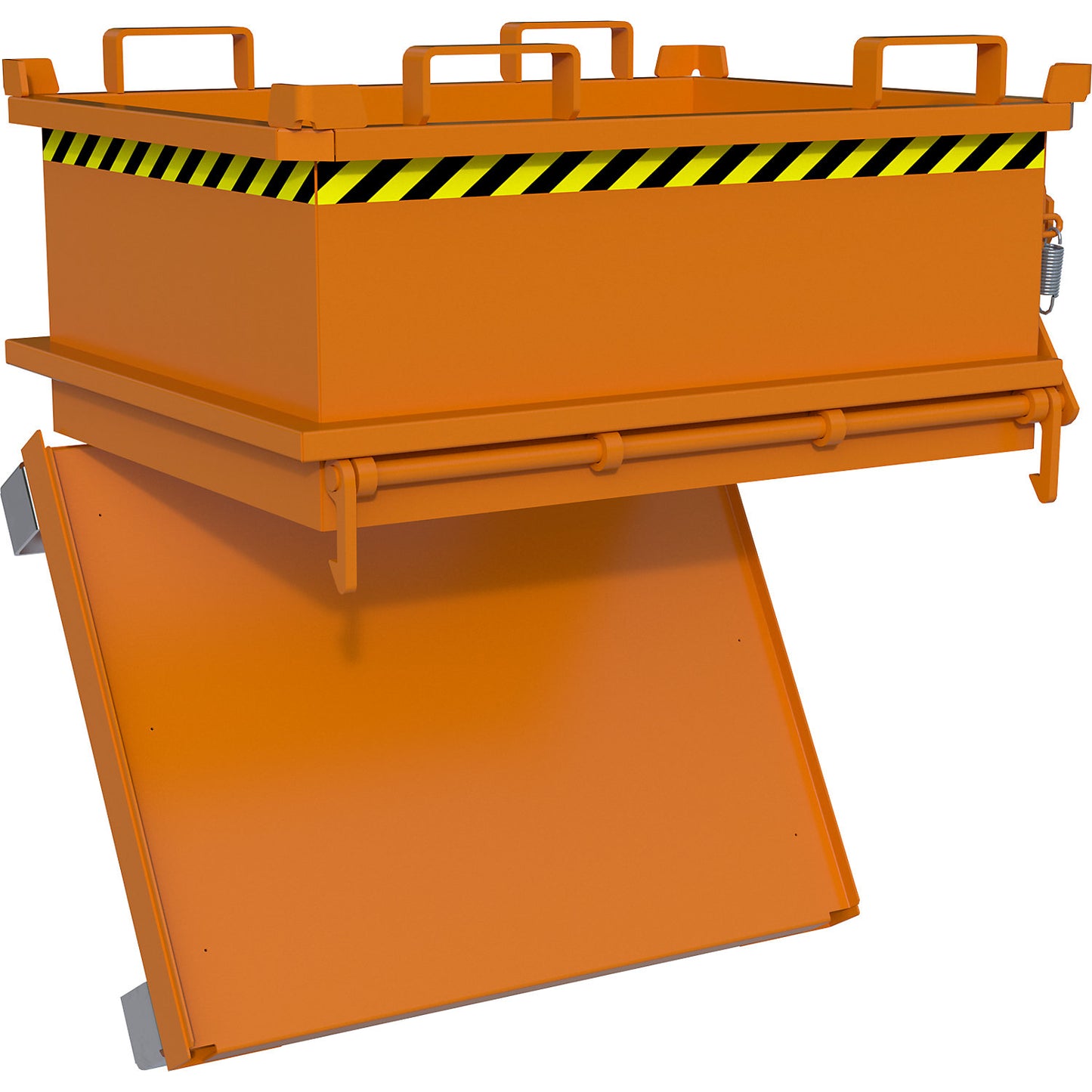 Hinged bottom skip, capacity 0.24 m³, yellow orange RAL 2000.