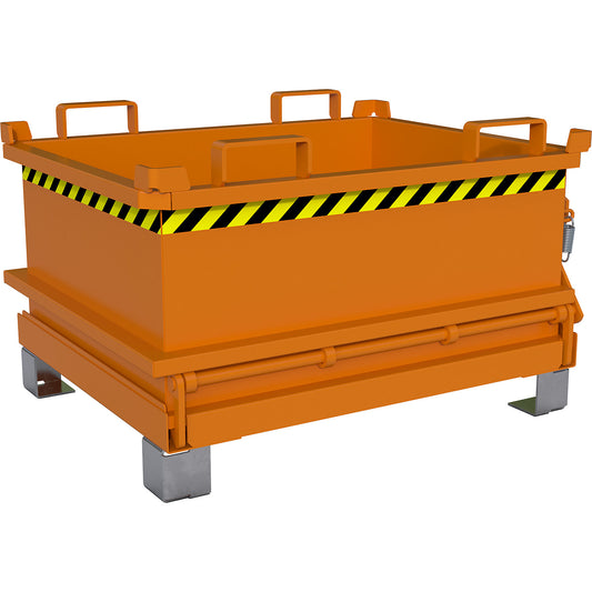 Hinged bottom skip, capacity 0.24 m³, yellow orange RAL 2000.
