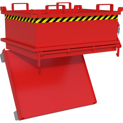 Hinged bottom skip, capacity 0.24 m³, flame red RAL 3000.