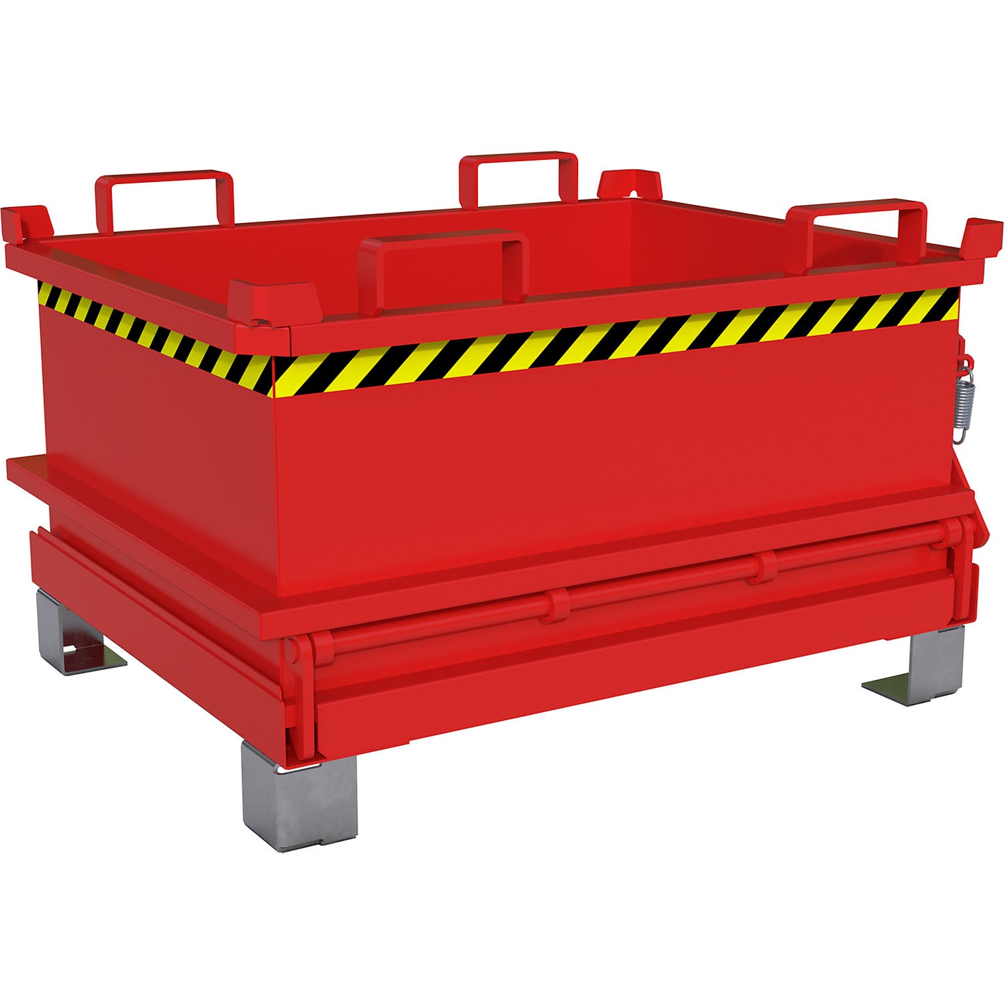 Hinged bottom skip, capacity 0.24 m³, flame red RAL 3000.