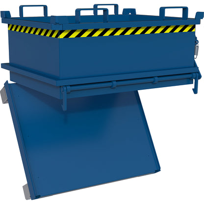Hinged bottom skip, capacity 0.24 m³, gentian blue RAL 5010.