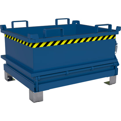 Hinged bottom skip, capacity 0.24 m³, gentian blue RAL 5010.