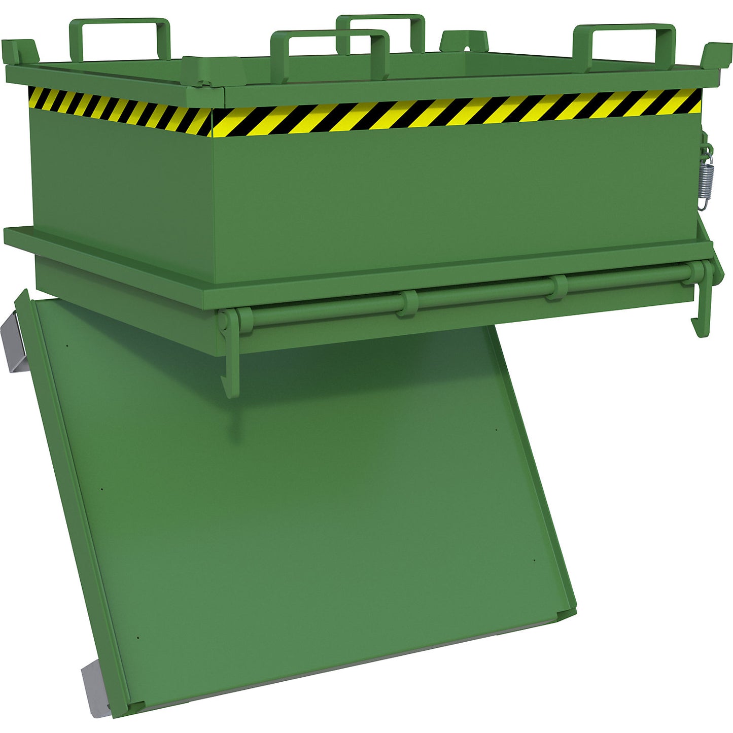 Hinged bottom skip, capacity 0.24 m³, reseda green RAL 6011.