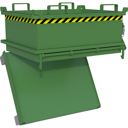 Hinged bottom skip, capacity 0.24 m³, reseda green RAL 6011.