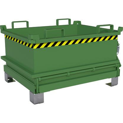 Hinged bottom skip, capacity 0.24 m³, reseda green RAL 6011.