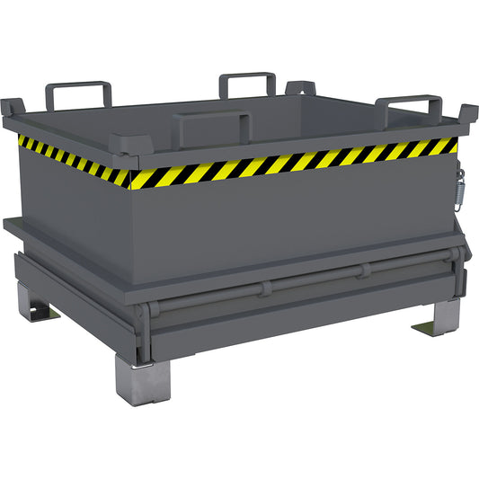 Hinged bottom skip, capacity 0.24 m³, mouse grey RAL 7005.