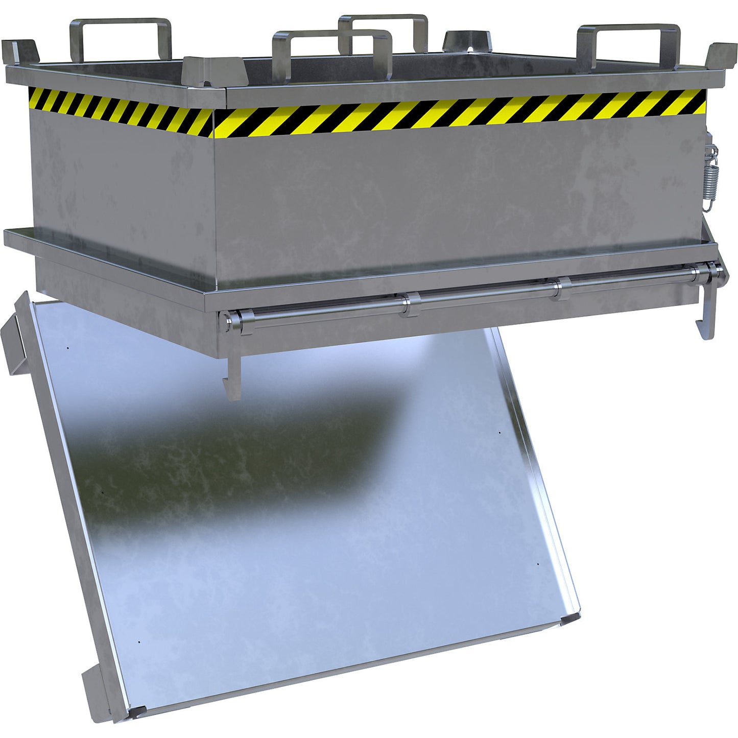 Hinged bottom skip, capacity 0.24 m³, hot dip galvanised.