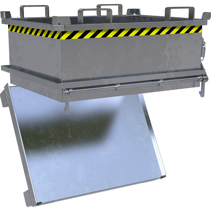 Hinged bottom skip, capacity 0.24 m³, hot dip galvanised.