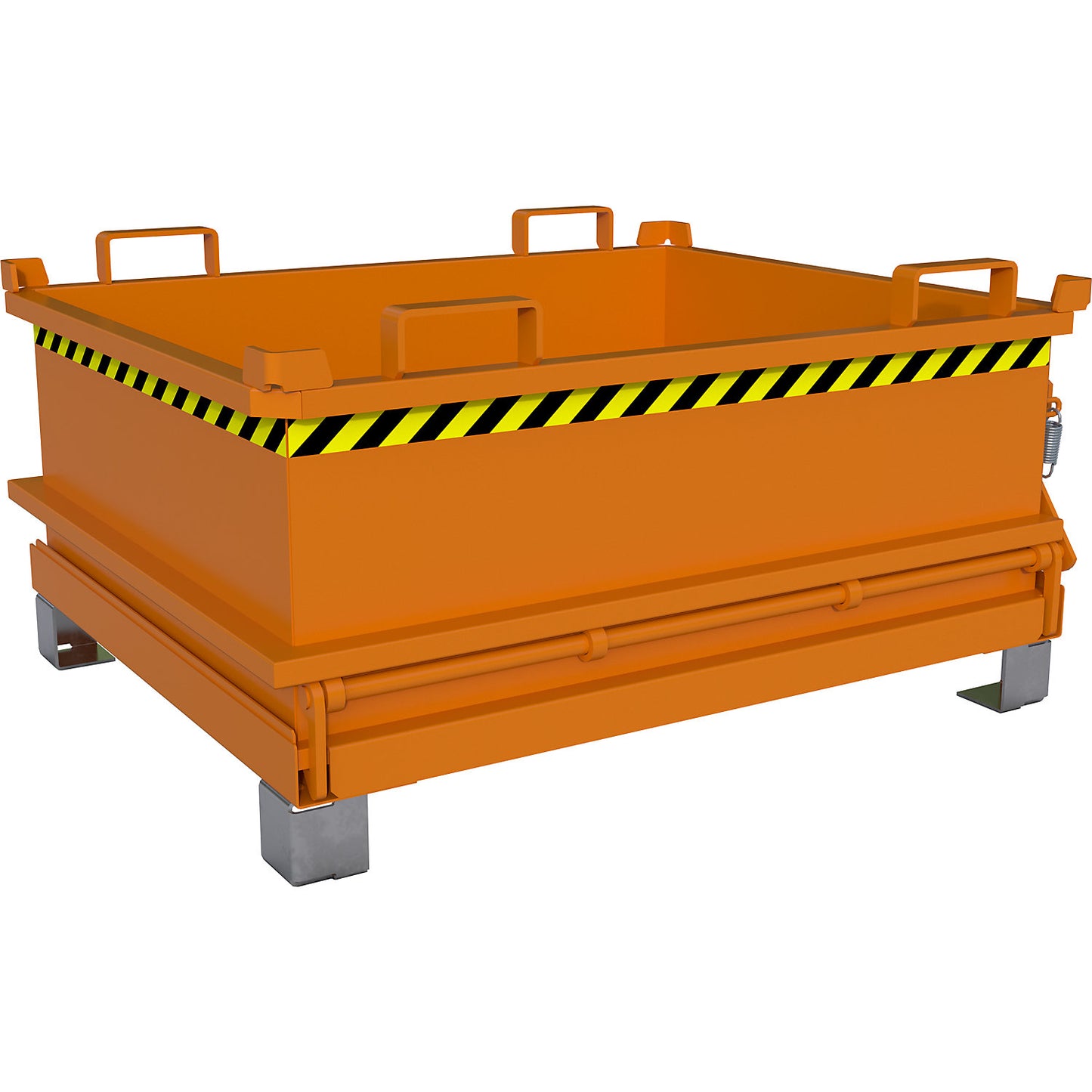 Hinged bottom skip, capacity 0.37 m³, yellow orange RAL 2000.