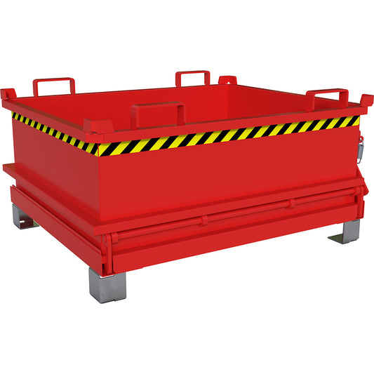 Hinged bottom skip, capacity 0.37 m³, flame red RAL 3000.