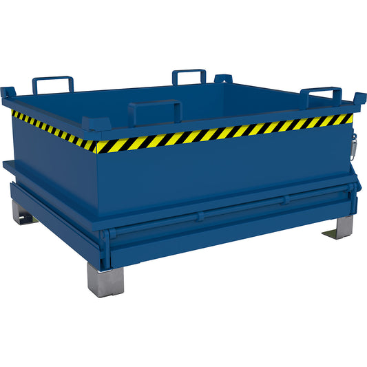 Hinged bottom skip, capacity 0.37 m³, gentian blue RAL 5010.