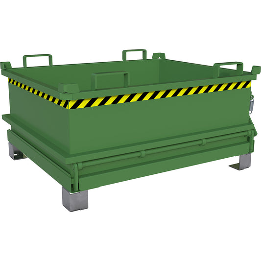 Hinged bottom skip, capacity 0.37 m³, reseda green RAL 6011.