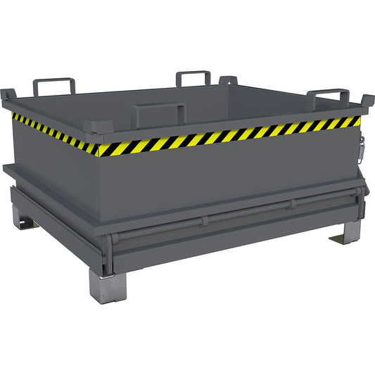 Hinged bottom skip, capacity 0.37 m³, mouse grey RAL 7005.
