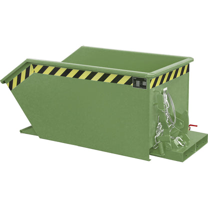 Tilting skip for shavings, low overall height (E), capacity 0.3 m³, reseda green.