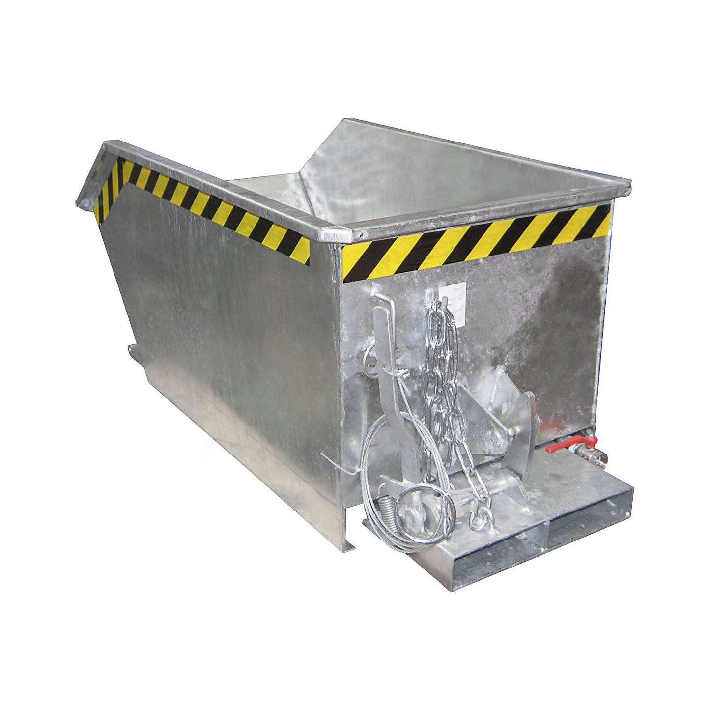 Tilting skip for shavings, low overall height (E), capacity 0.3 m³, hot dip galvanised in accordance with EN ISO 1461.