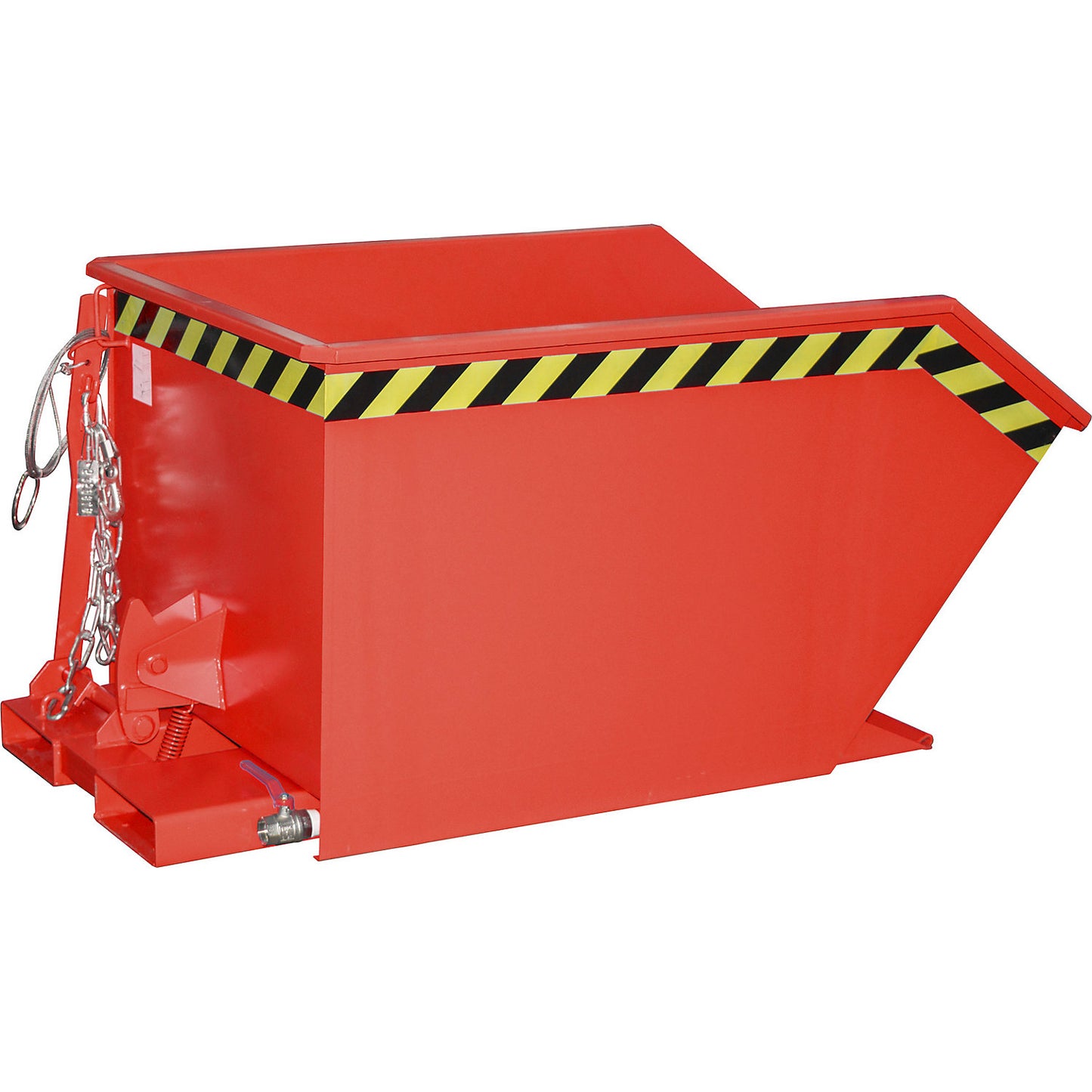 Tilting skip for shavings, low overall height (E), capacity 0.5 m³, flame red.