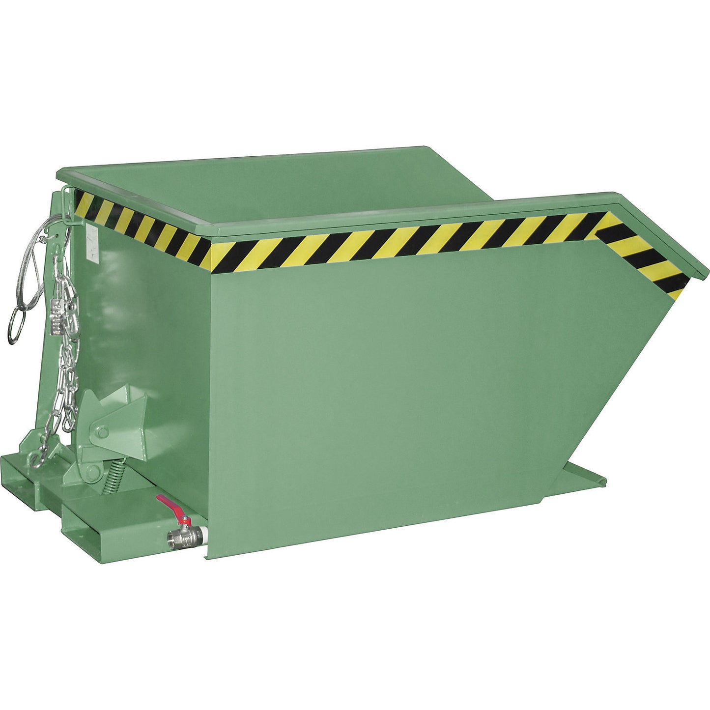 Tilting skip for shavings, low overall height (E), capacity 0.5 m³, reseda green.