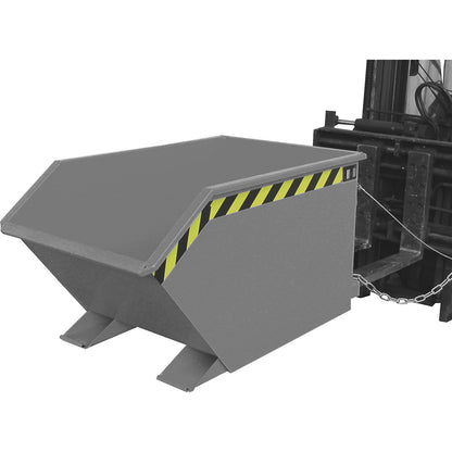 Tilting skip for shavings, low overall height (E), capacity 0.5 m³, mouse grey.