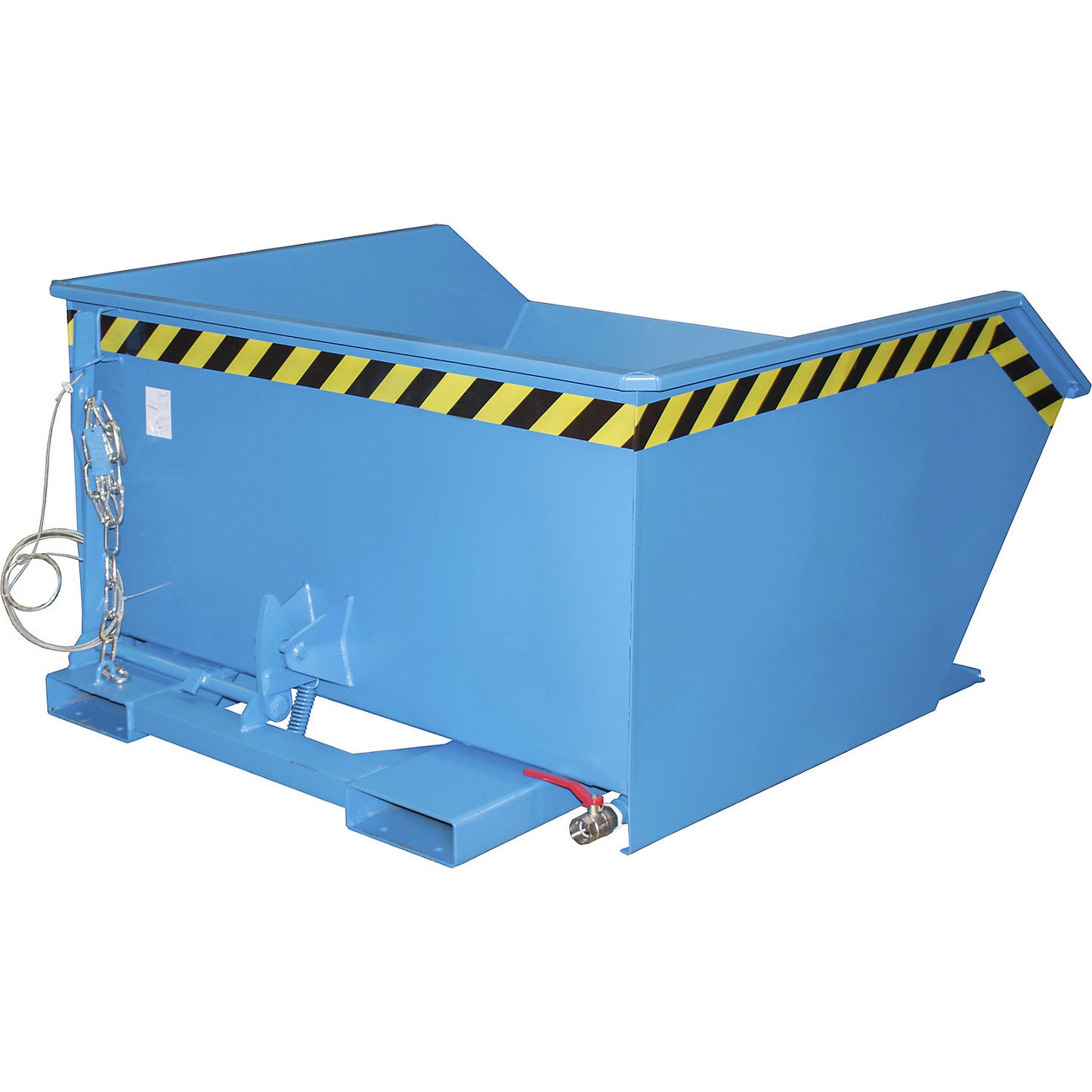 Tilting skip for shavings, low overall height (E), capacity 0.75 m³, light blue.