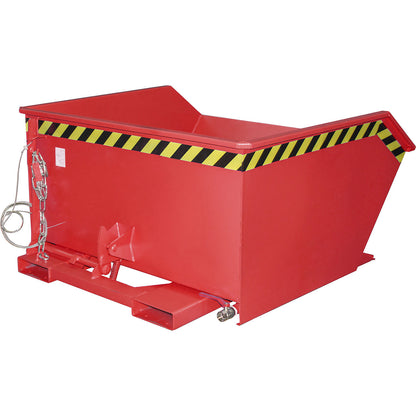 Tilting skip for shavings, low overall height (E), capacity 0.75 m³, flame red.