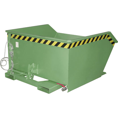 Tilting skip for shavings, low overall height (E), capacity 0.75 m³, reseda green.