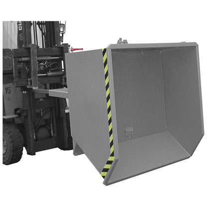 Tilting skip for shavings, low overall height (E), capacity 0.75 m³, mouse grey.