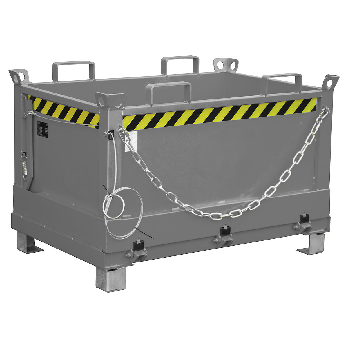 Hinged bottom skip, capacity 0.5 m³, mouse grey RAL 7005.
