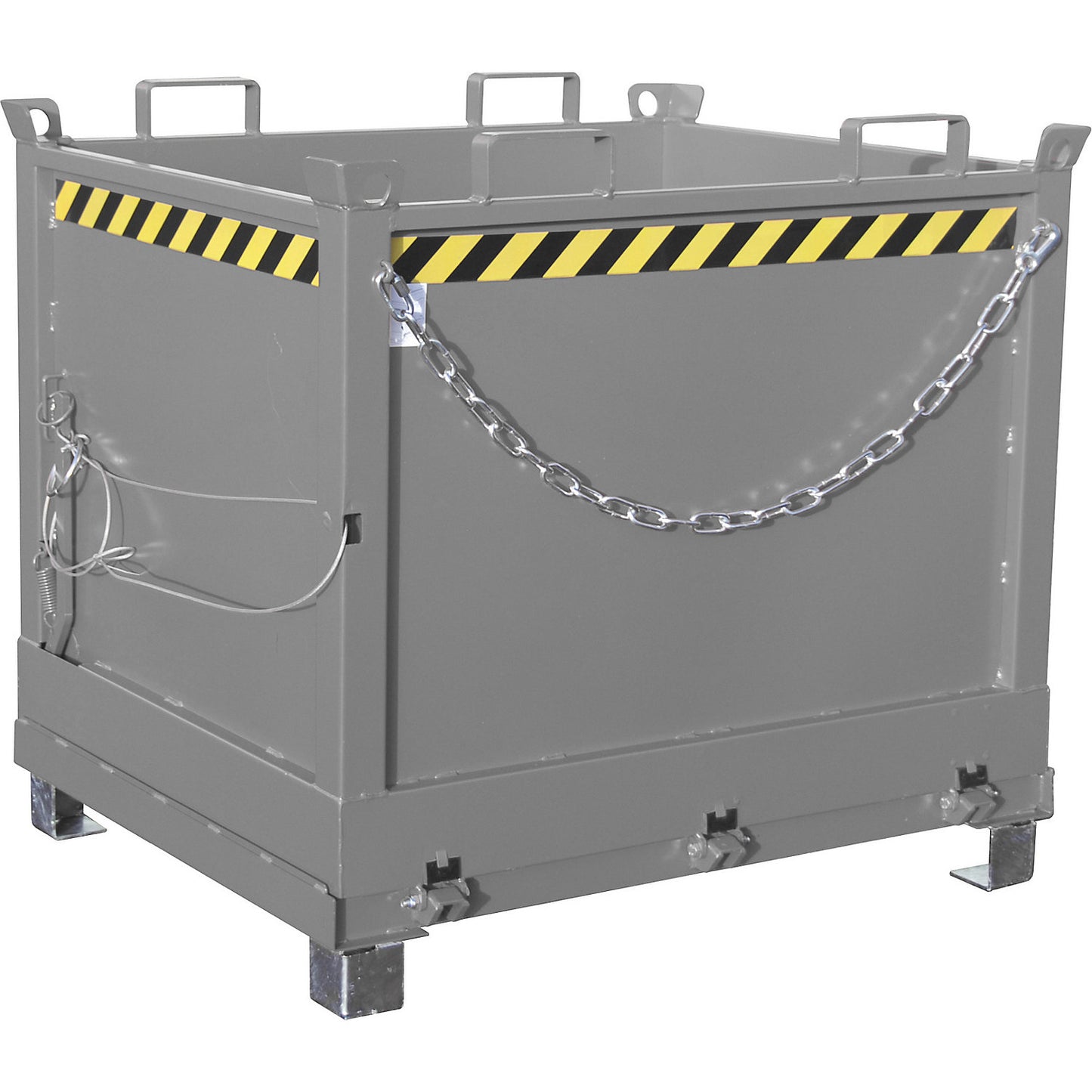 Hinged bottom skip, capacity 1.0 m³, mouse grey RAL 7005.