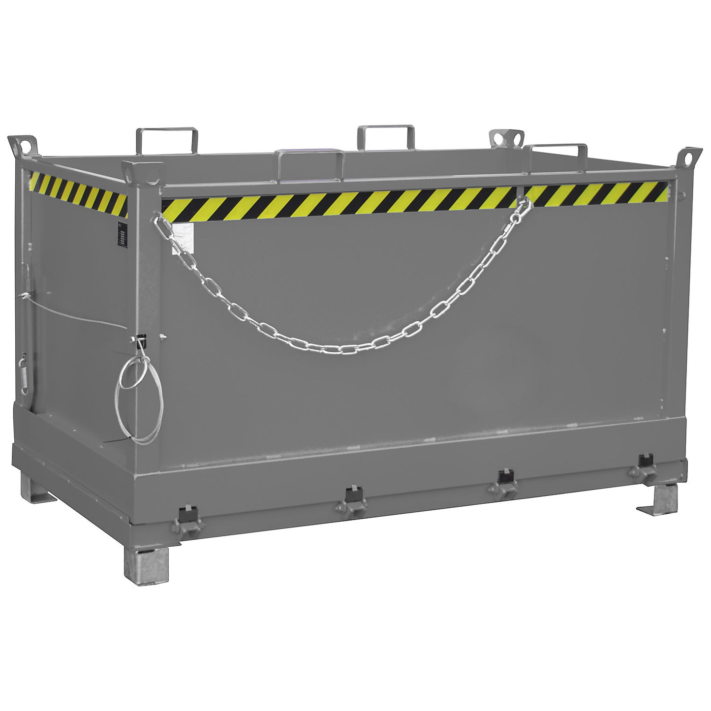 Hinged bottom skip, capacity 1.5 m³, mouse grey RAL 7005.