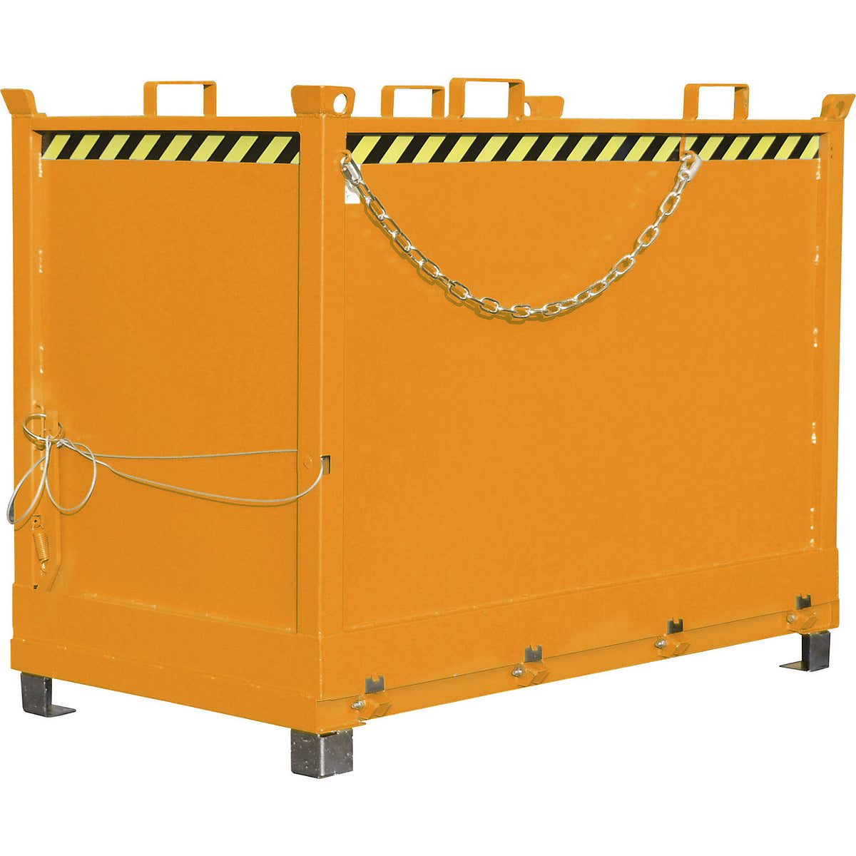 Hinged bottom skip, capacity 2.0 m³, yellow orange RAL 2000.