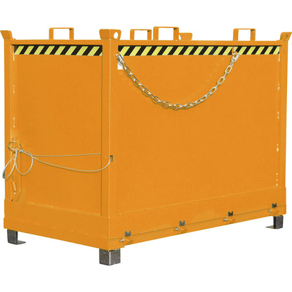 Hinged bottom skip, capacity 2.0 m³, yellow orange RAL 2000.