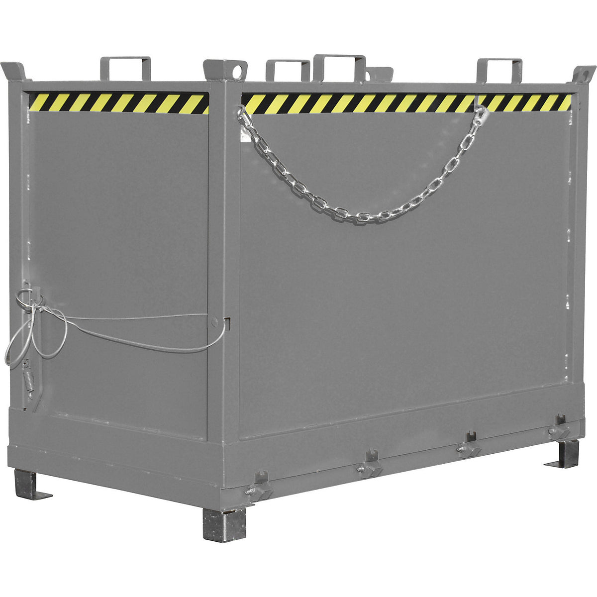 Hinged bottom skip, capacity 2.0 m³, mouse grey RAL 7005.