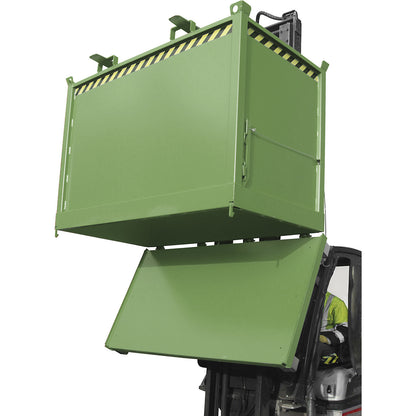 Hinged bottom skip, capacity 2.0 m³, reseda green RAL 6011.