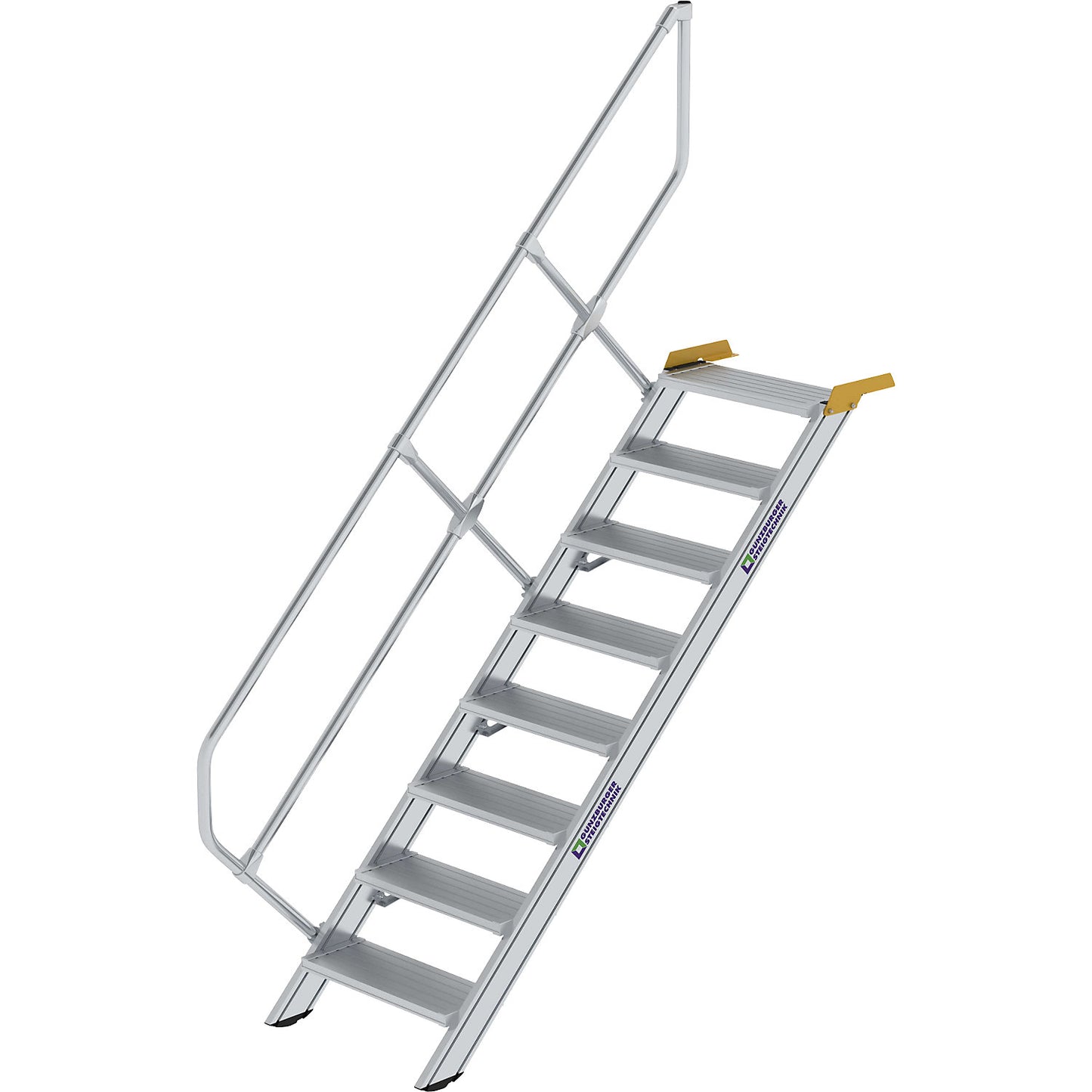 Industrial steps, aluminium steps, step width 800 mm, 8 steps.