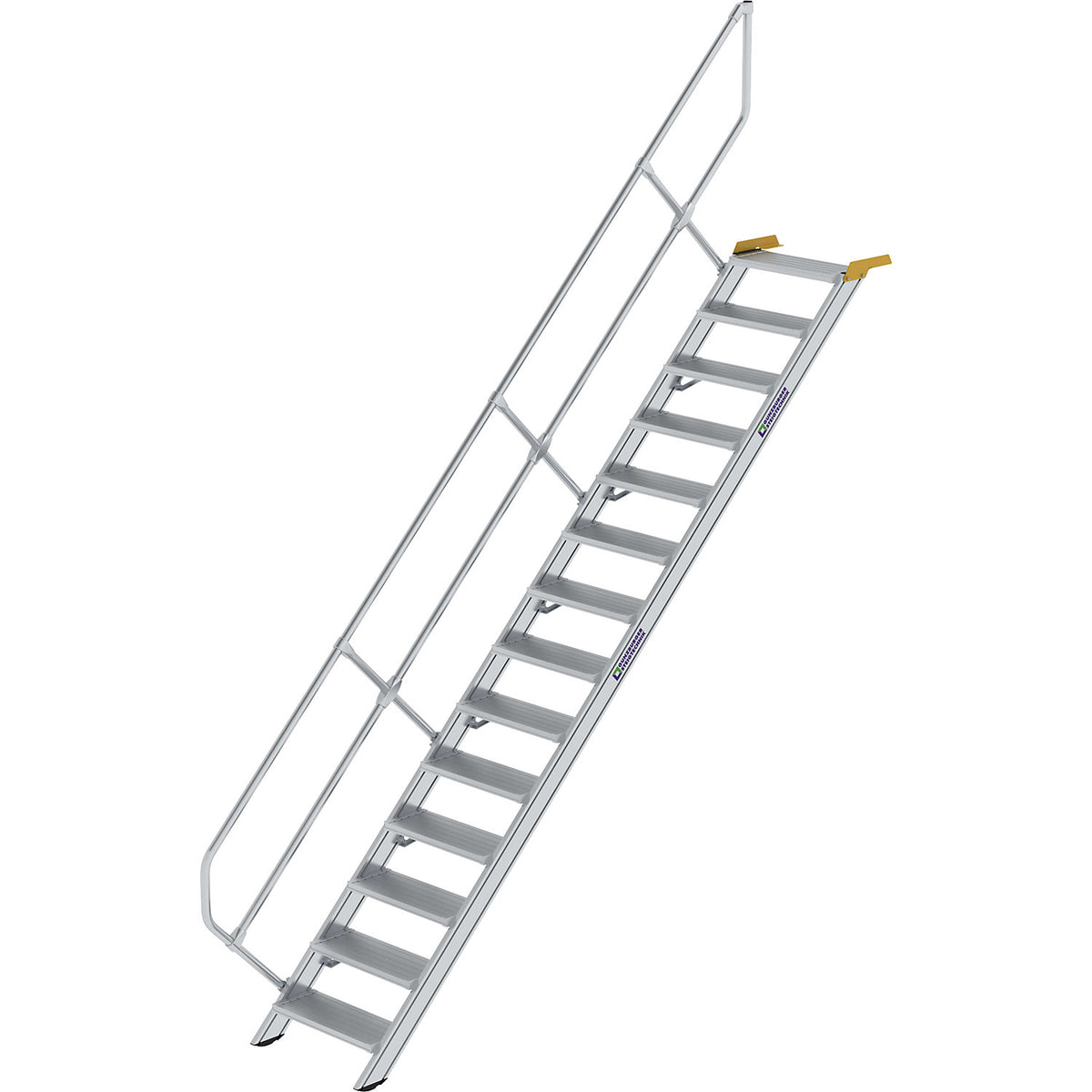 Industrial steps, aluminium steps, step width 800 mm, 14 steps.