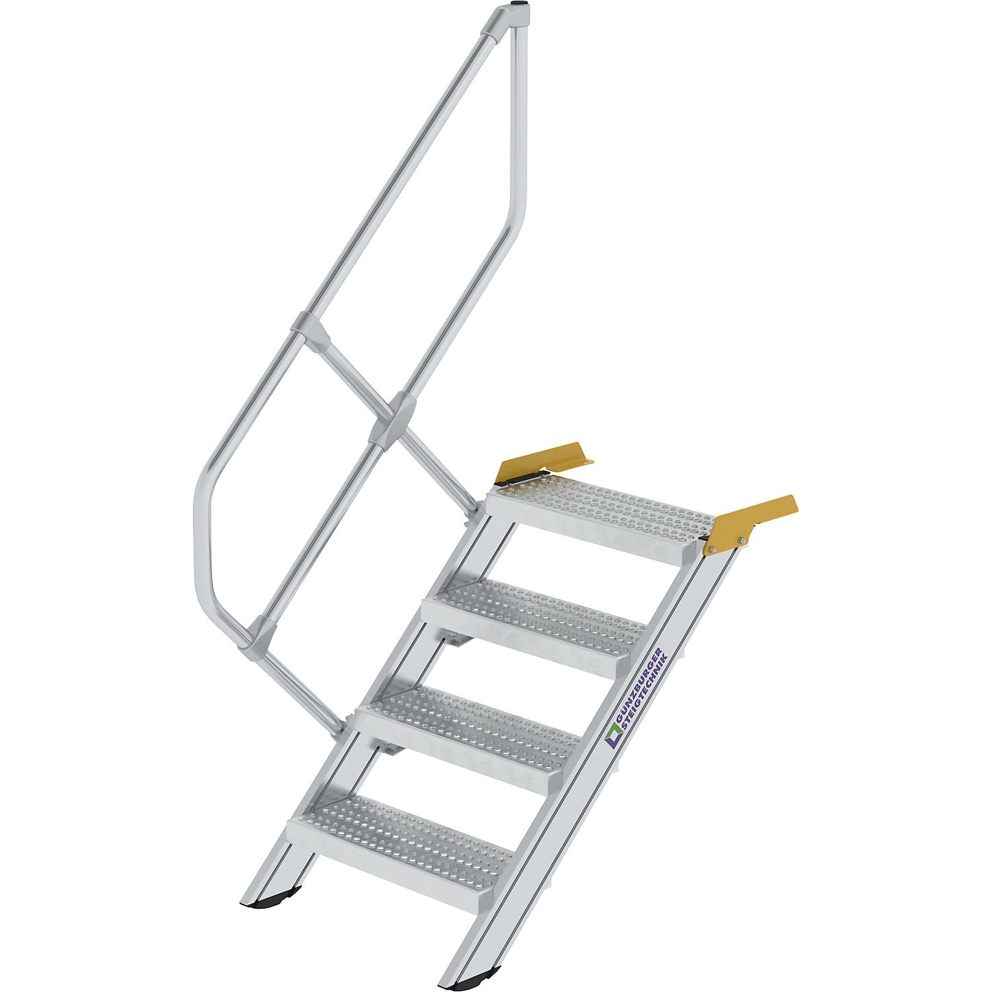 Industrial steps, perforated sheet steel steps, step width 600 mm, 4 steps.